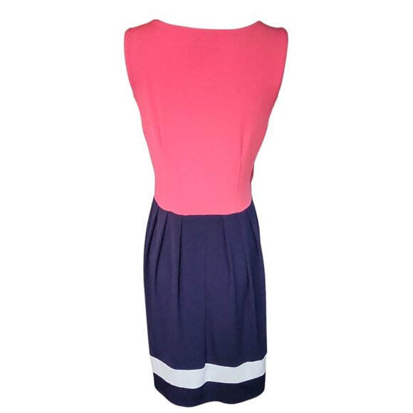 Ann Taylor Loft Dress Womens Size S Small Pink Blue Colorblock Sleeveless V Neck - Picture 3 of 6